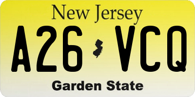NJ license plate A26VCQ