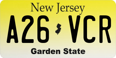 NJ license plate A26VCR