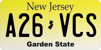 NJ license plate A26VCS