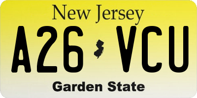 NJ license plate A26VCU