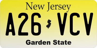NJ license plate A26VCV