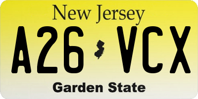 NJ license plate A26VCX