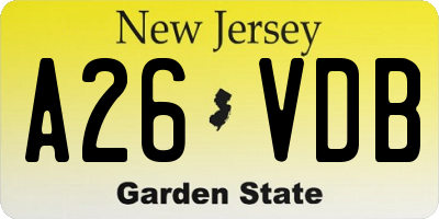 NJ license plate A26VDB