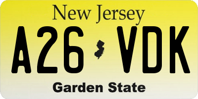 NJ license plate A26VDK