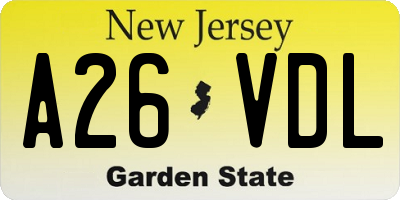 NJ license plate A26VDL