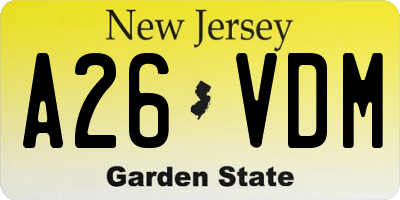 NJ license plate A26VDM