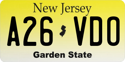 NJ license plate A26VDO