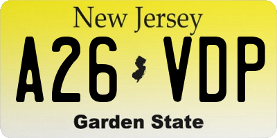 NJ license plate A26VDP