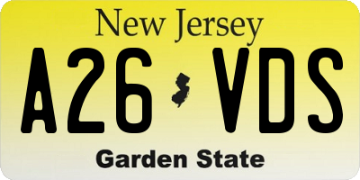 NJ license plate A26VDS