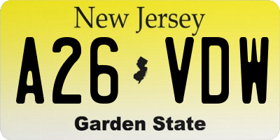 NJ license plate A26VDW