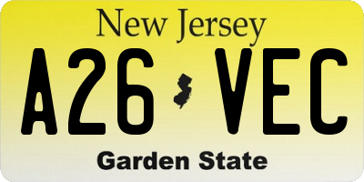 NJ license plate A26VEC
