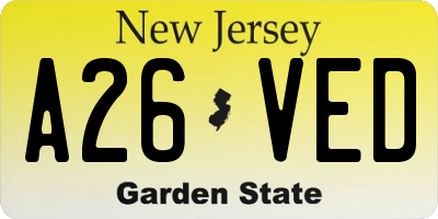 NJ license plate A26VED