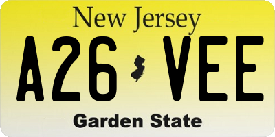 NJ license plate A26VEE