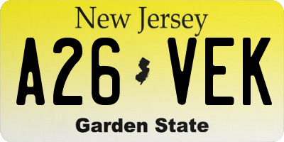 NJ license plate A26VEK