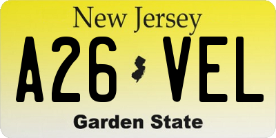 NJ license plate A26VEL
