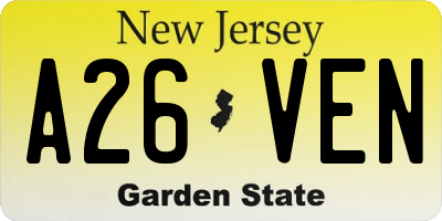 NJ license plate A26VEN