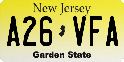 NJ license plate A26VFA