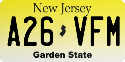 NJ license plate A26VFM