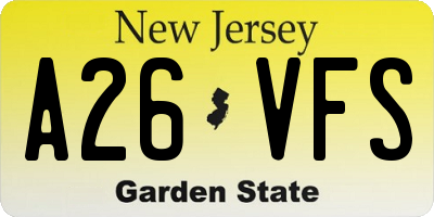 NJ license plate A26VFS