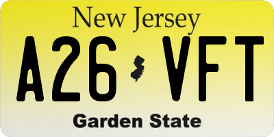 NJ license plate A26VFT