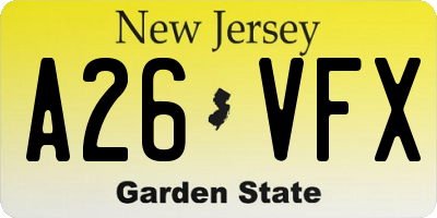 NJ license plate A26VFX