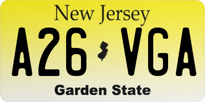 NJ license plate A26VGA