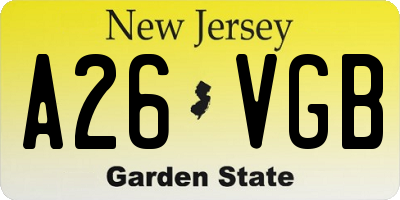 NJ license plate A26VGB
