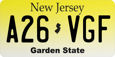 NJ license plate A26VGF