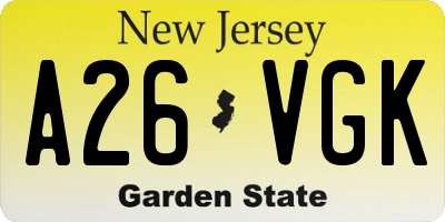 NJ license plate A26VGK