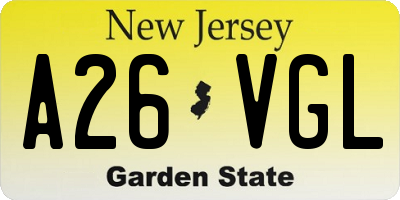 NJ license plate A26VGL