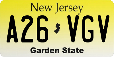 NJ license plate A26VGV