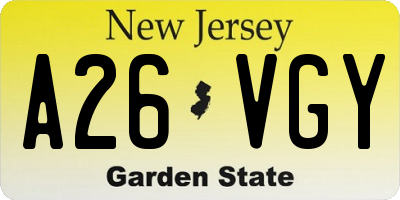 NJ license plate A26VGY