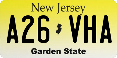 NJ license plate A26VHA