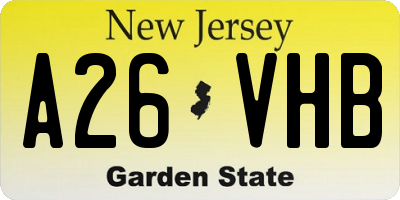 NJ license plate A26VHB