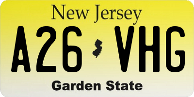 NJ license plate A26VHG