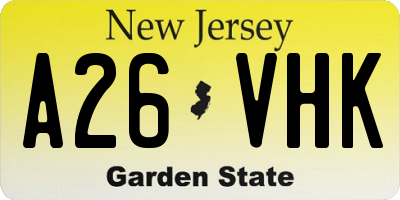 NJ license plate A26VHK