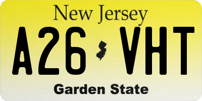 NJ license plate A26VHT
