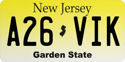 NJ license plate A26VIK
