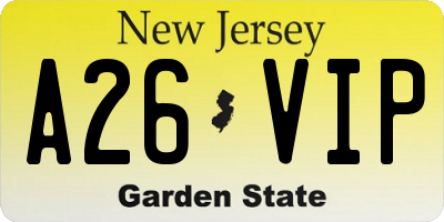 NJ license plate A26VIP
