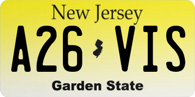 NJ license plate A26VIS