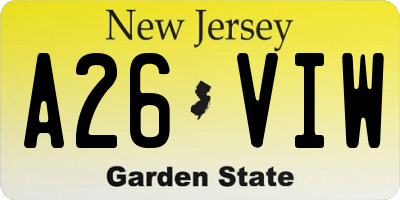 NJ license plate A26VIW