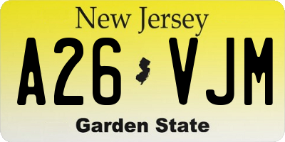 NJ license plate A26VJM