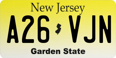 NJ license plate A26VJN