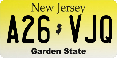 NJ license plate A26VJQ