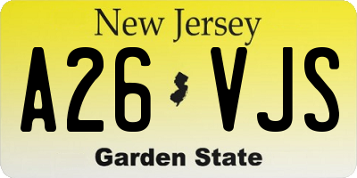 NJ license plate A26VJS