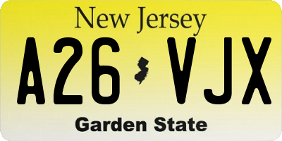 NJ license plate A26VJX