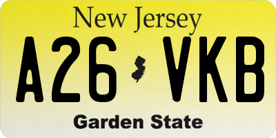 NJ license plate A26VKB