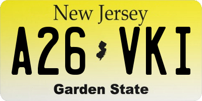 NJ license plate A26VKI