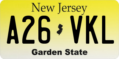 NJ license plate A26VKL
