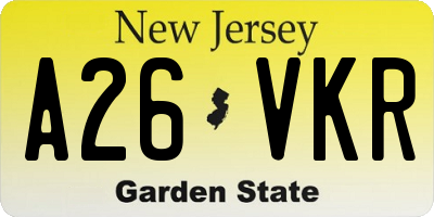 NJ license plate A26VKR
